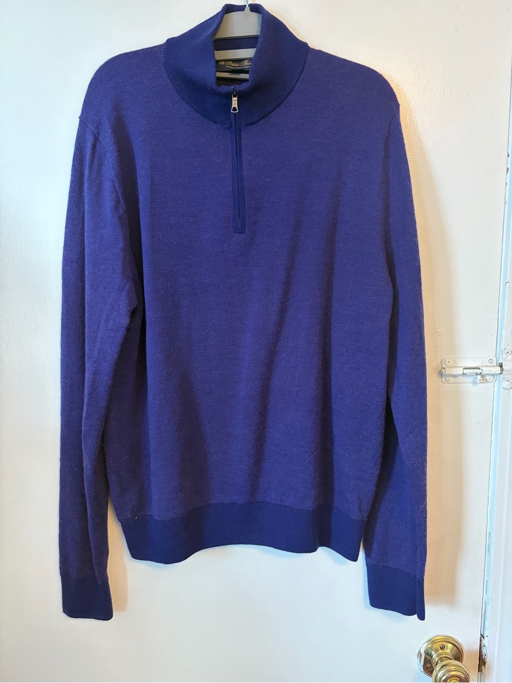 Brooks Brothers Wool Quarter Zip-Neck Sweater in Purple